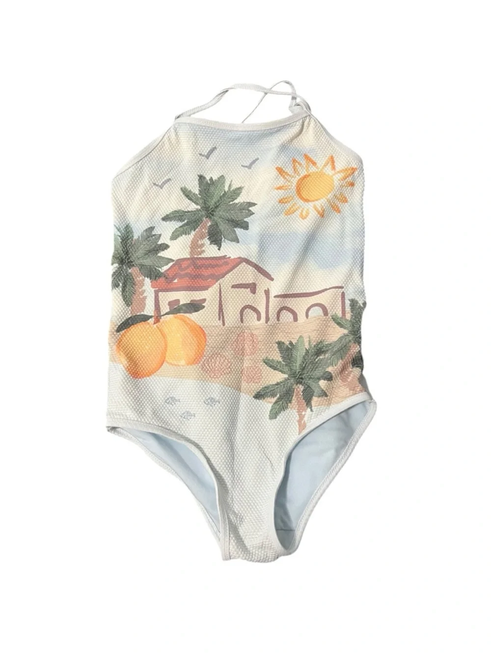H&M Adorables Girls Graphic 6X-7 Palm Print One Piece Swimsuit